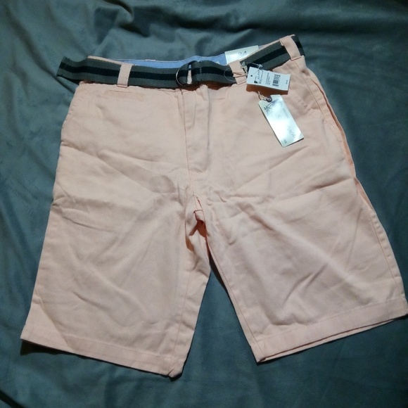 Mens Peach Belted Casual Shorts - Picture 1 of 7